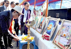 The Governor of Arunachal Pradesh Shri JP Rajkhowa lighting the inaugural lamp of the Indigenous Faith Day celebration at Nyikum Niya Ground, Nirjuli on 1st December 2015.